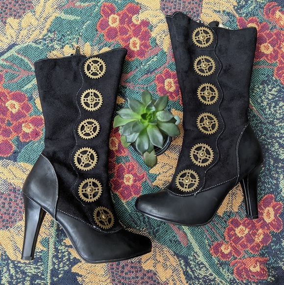 Demonia TESLA-108 Black Heeled Boots - Picture 2 of 5